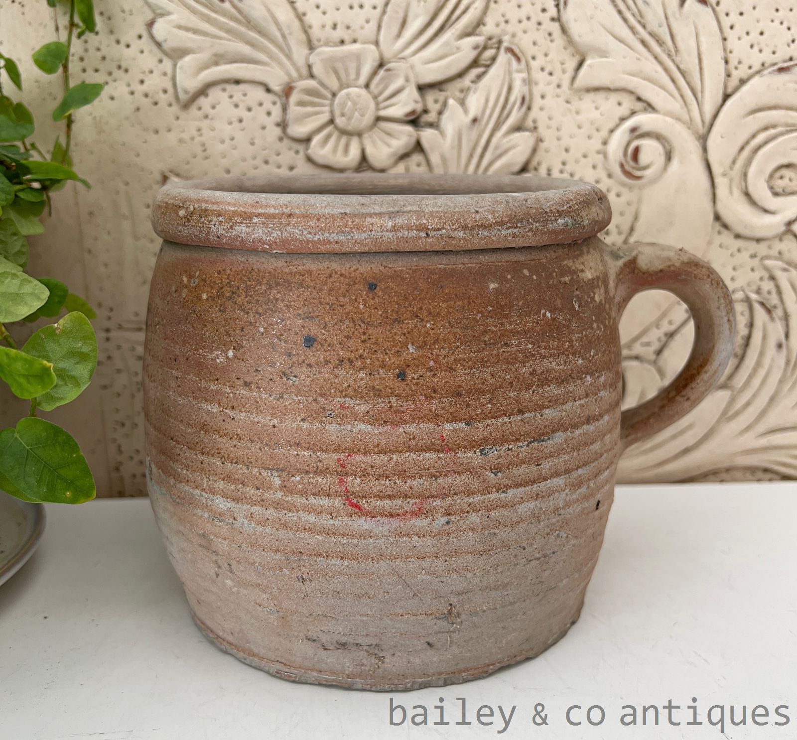 Antique French Rare Earthenware Stoneware Confit Pot - B07723   for sale